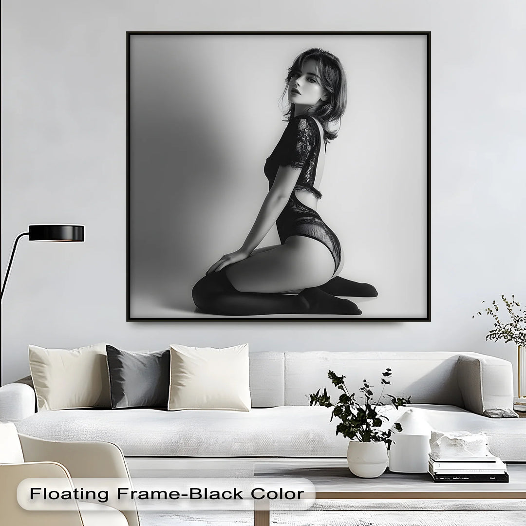 Monochrome Allure – Black Lace Sensuality in Fine Art Canvas Print - MyPhotoStation