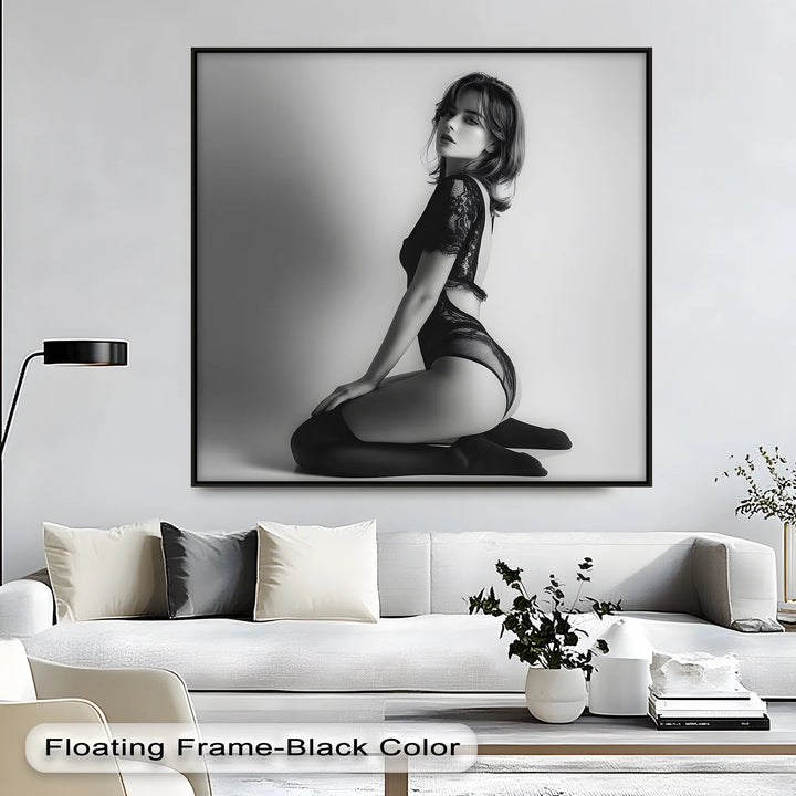 Monochrome Allure – Black Lace Sensuality in Fine Art Canvas Print - MyPhotoStation