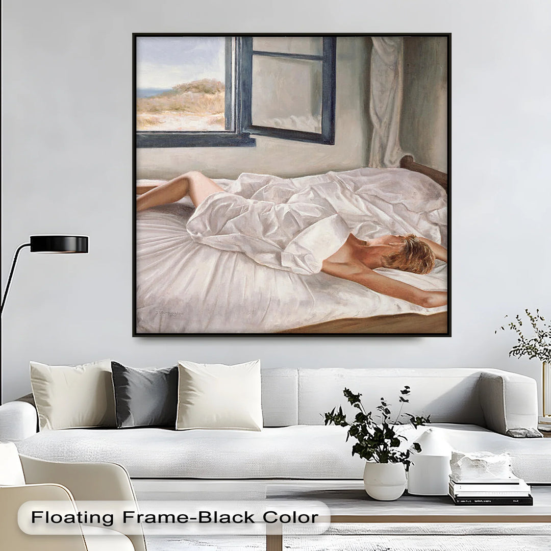 Sunlit Morning – Nude in White Sheets by the Window Canvas Print - MyPhotoStation