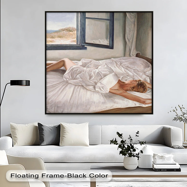Sunlit Morning – Nude in White Sheets by the Window Canvas Print - MyPhotoStation