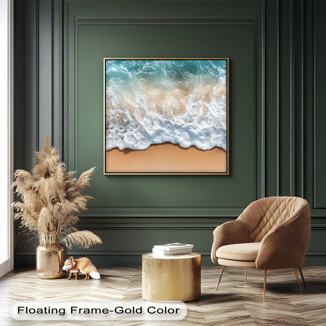 Designed for ocean lovers, this ocean wave wall art offers calming blue tones and sandy textures to enhance any living space, bathroom, or hallway.

