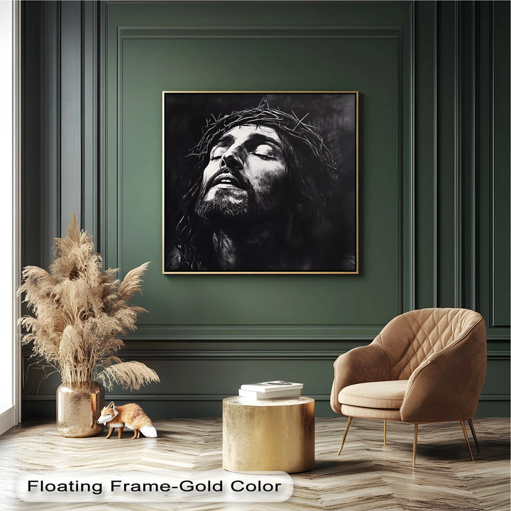 Crown of Suffering – Jesus in Agony Black and White Canvas Print - MyPhotoStation