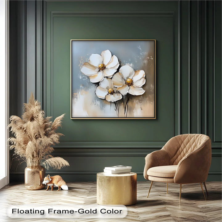 Golden Bloom Trio – Textured Floral Canvas Wall Art - MyPhotoStation