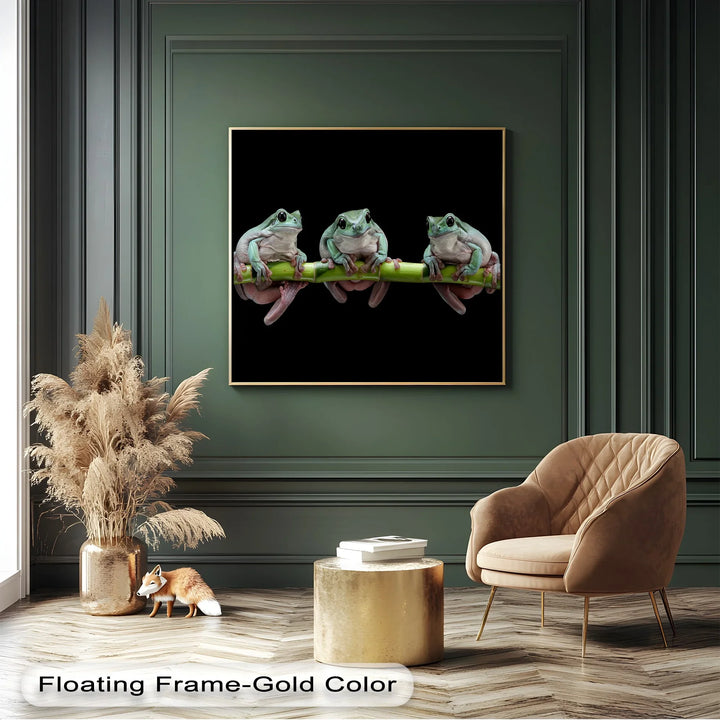 Trio of Tree Frogs on Bamboo – Animal Canvas Print - MyPhotoStation
