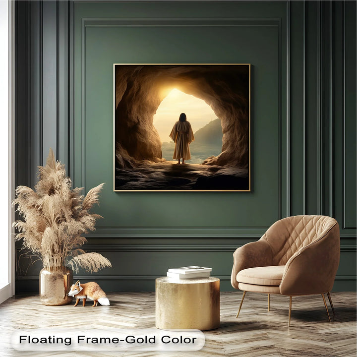 Spiritual rebirth and light – inspirational Jesus wall art canvas.

