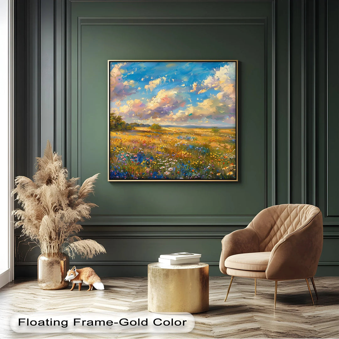 Golden Meadow Bloom – Colorful Wildflower Landscape Canvas Print - MyPhotoStation