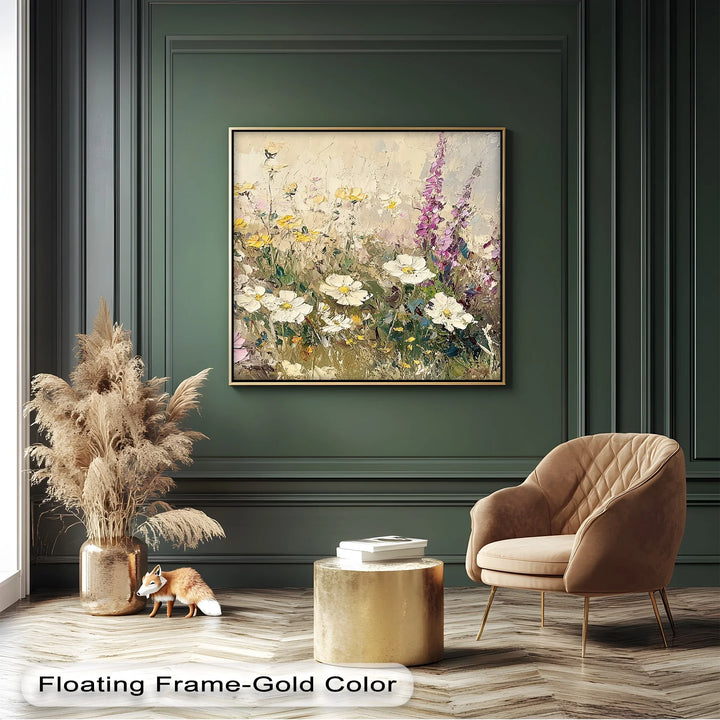 Soft Petals Symphony – Textured Wildflower Field Canvas Print - MyPhotoStation