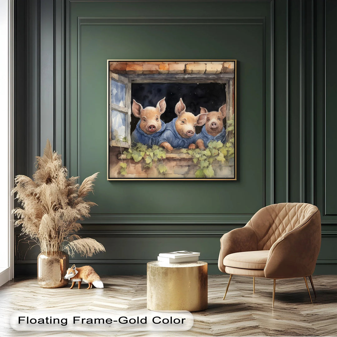 Three Little Pigs at the Window – Animal Canvas Print - MyPhotoStation