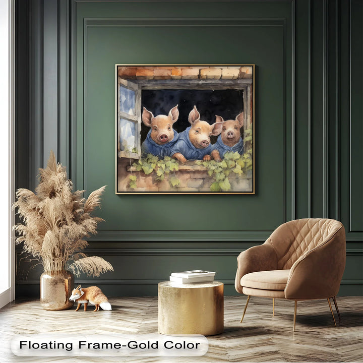 Three Little Pigs at the Window – Animal Canvas Print - MyPhotoStation