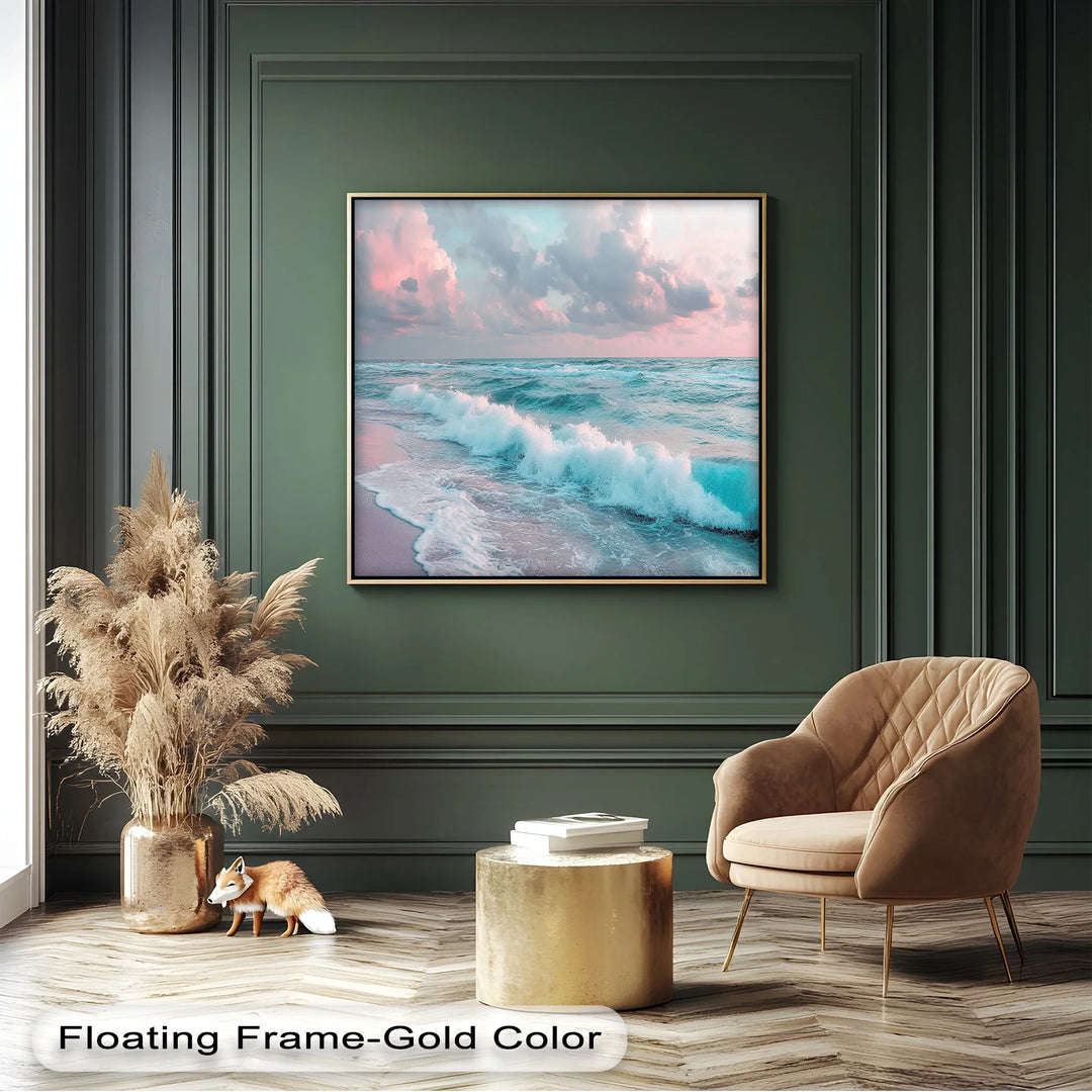 Cotton Candy Sky Over Ocean Waves – Tranquil Seaside Canvas Print - MyPhotoStation