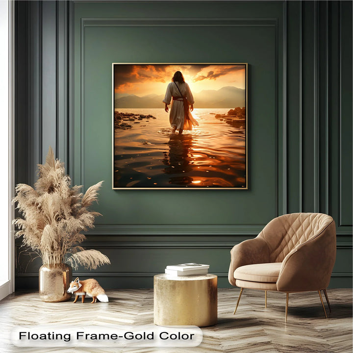 Sunset Grace – Jesus Walking on Water Canvas Print - MyPhotoStation