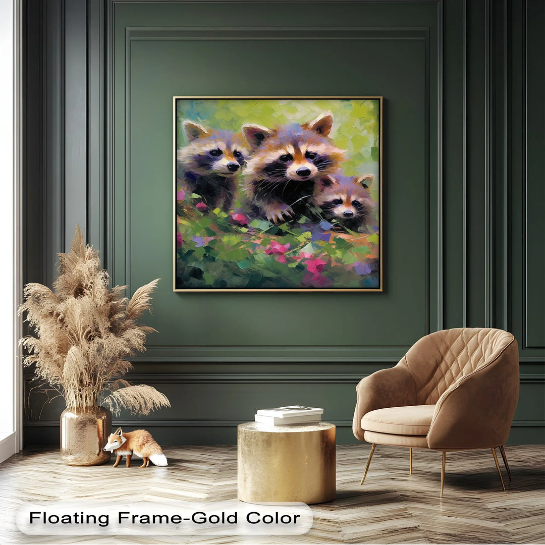 Curious Raccoons in the Wild – Vibrant Animal Canvas Print - MyPhotoStation
