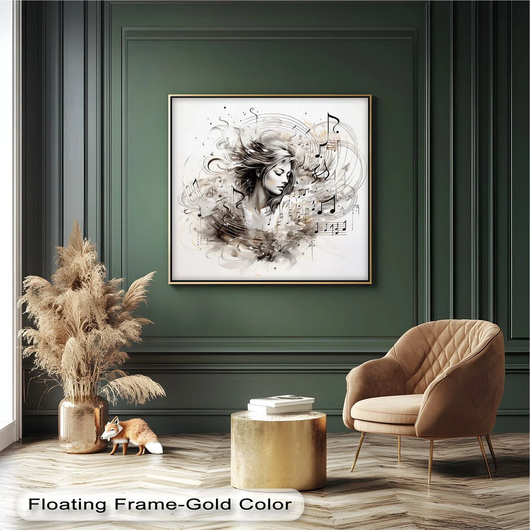 Abstract Woman with Musical Notes - Music Canvas Prints - MyPhotoStation