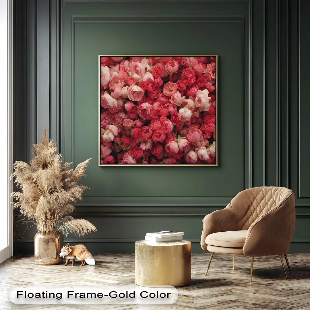 Romantic Peony Garden – Blush and Crimson Floral Canvas Print - MyPhotoStation
