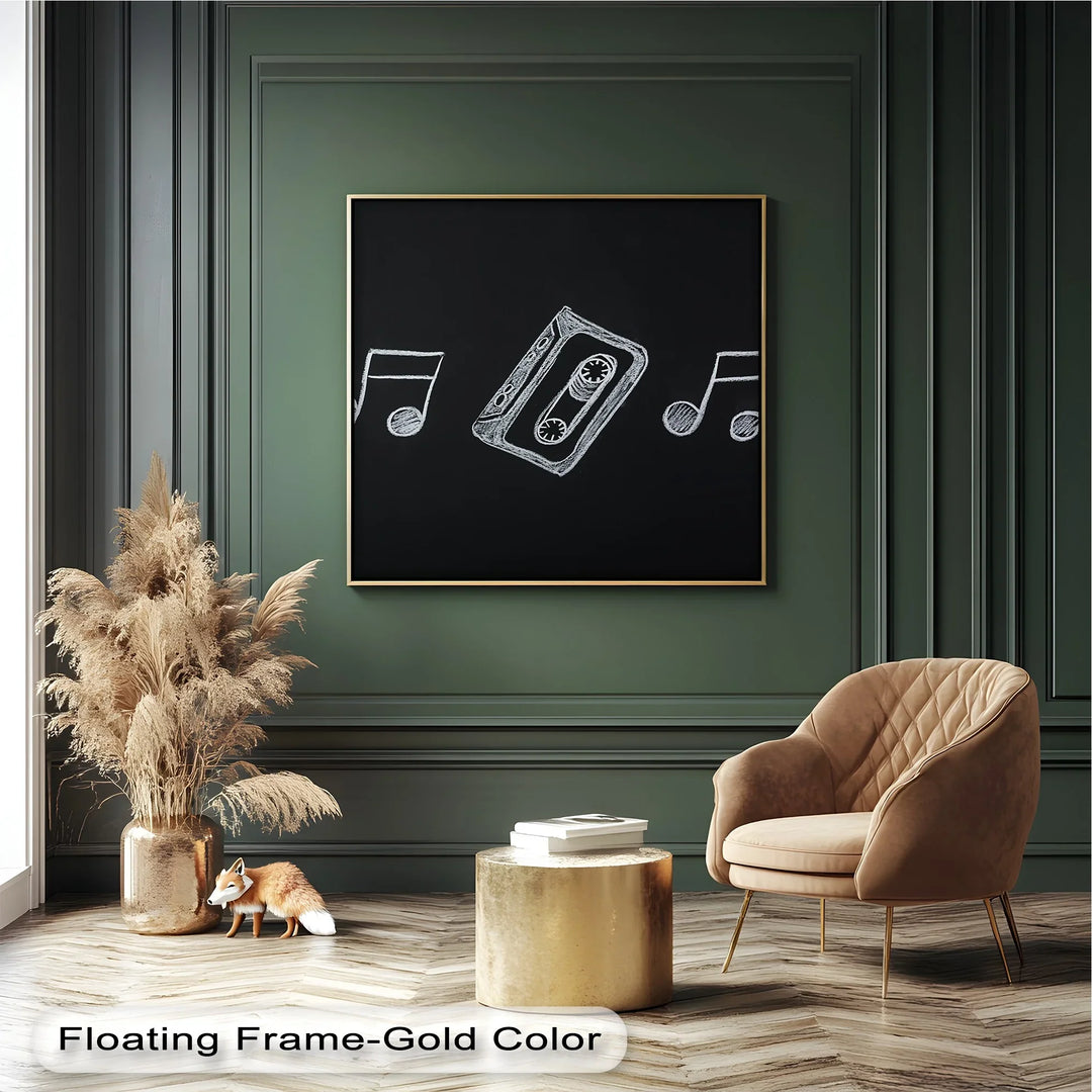 Retro Cassette Tape Chalk Drawing – Blackboard Music Canvas Prints - MyPhotoStation