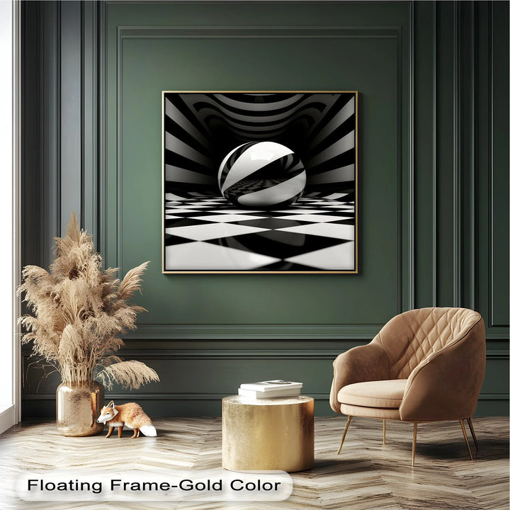 Geometric Sphere Illusion – Black & White Canvas Print - MyPhotoStation