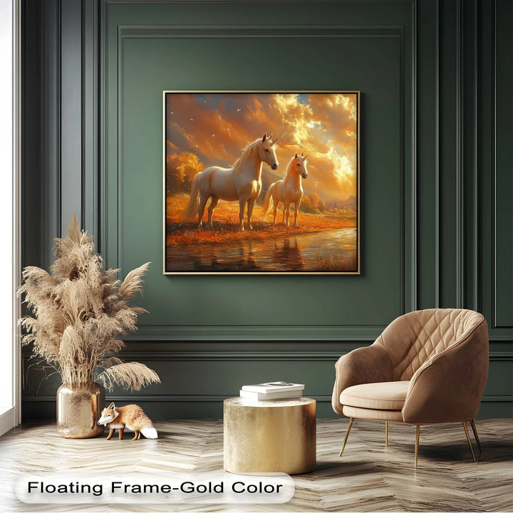 Twilight Companions – Golden Hour Unicorn Duo Canvas Print - MyPhotoStation