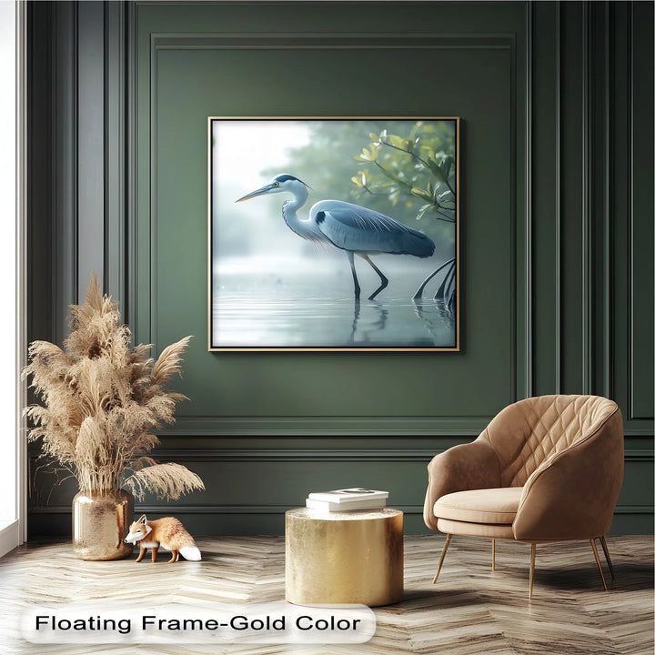 Silent Morning – Heron in the Misty Mangroves Canvas Wall Art - MyPhotoStation