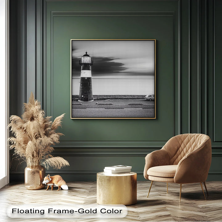 Solitary Beacon – Black and White Lighthouse Canvas Print - MyPhotoStation