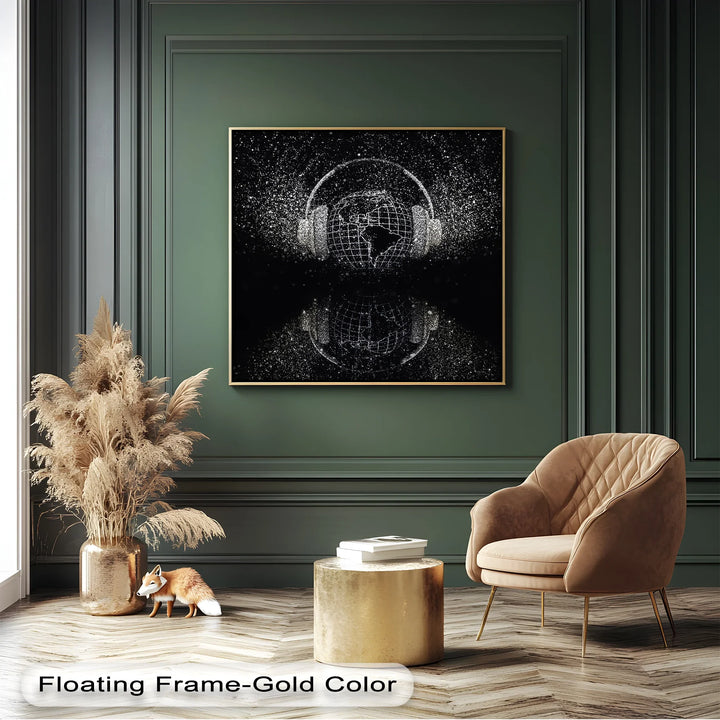 Global Soundscape – Digital Headphones World Map Canvas Print - MyPhotoStation