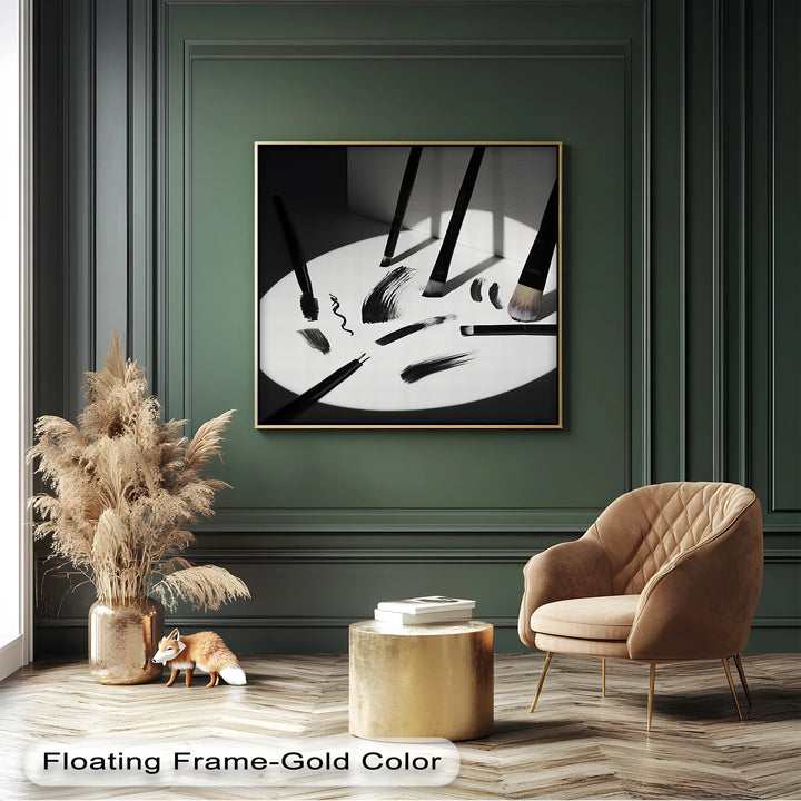 Creative Flow – abstract painting tools wall art in black and white.


