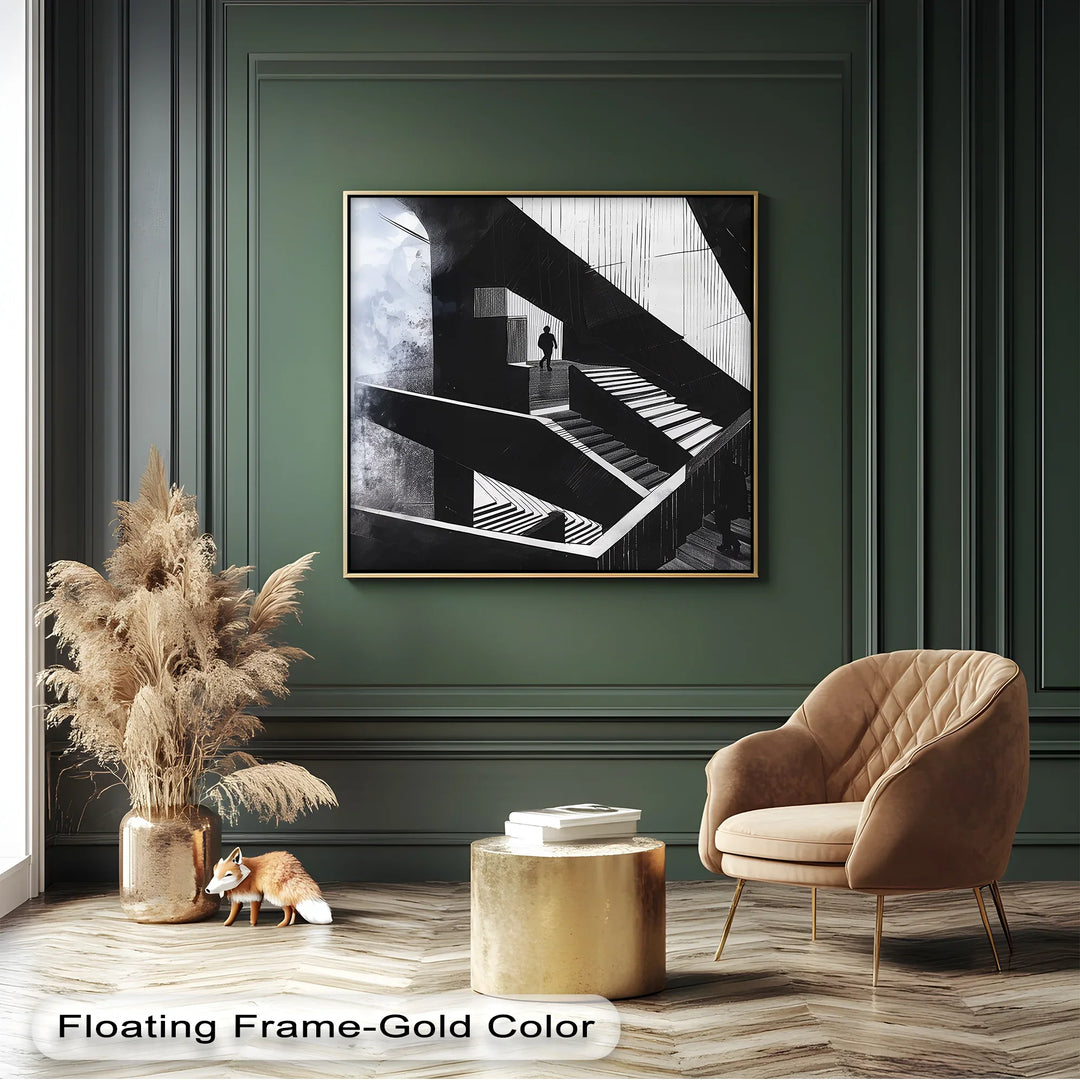 Labyrinth of Silence – Abstract Staircase Canvas Wall Art - MyPhotoStation