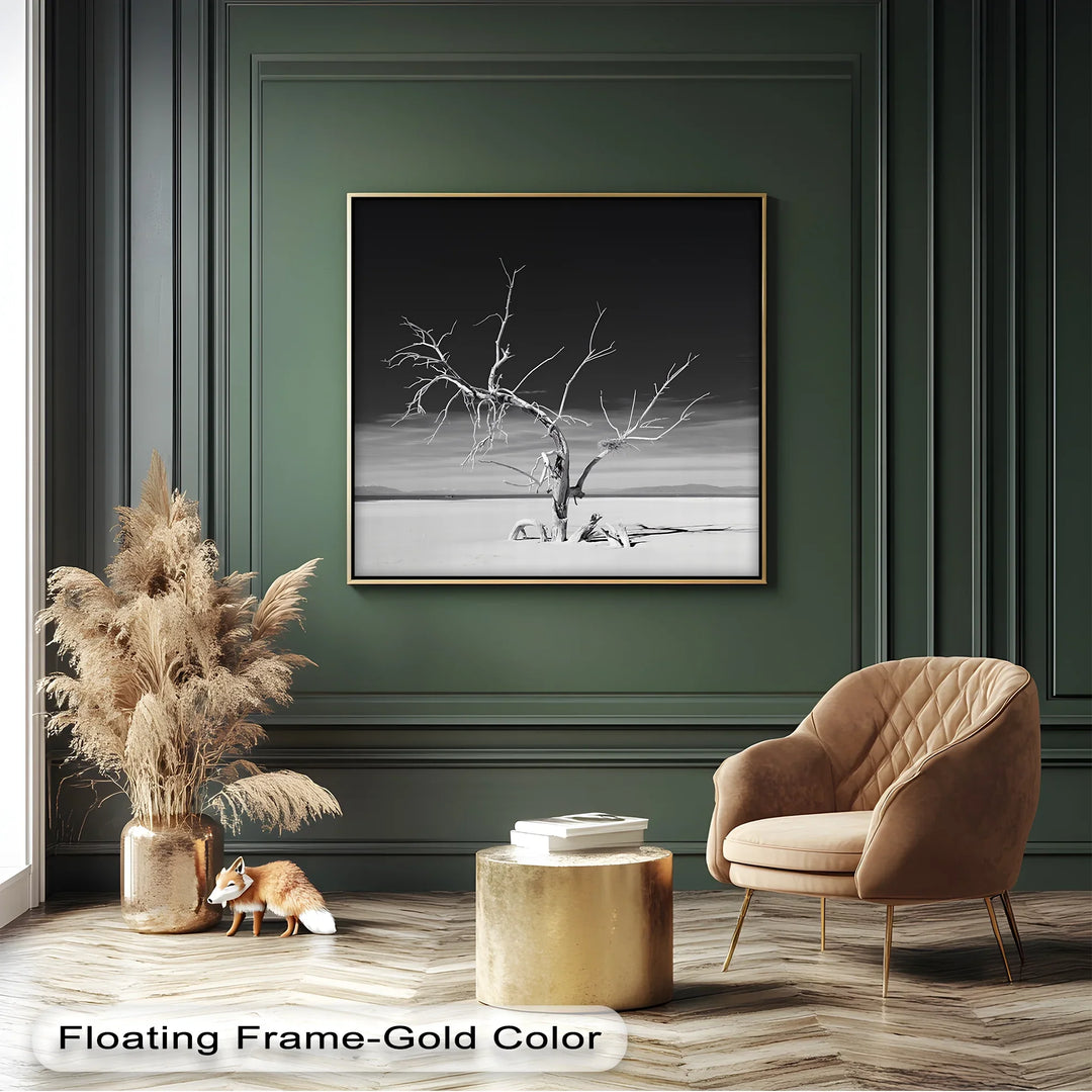 Solitary Resilience – Black and White Desert Tree Canvas Print - MyPhotoStation