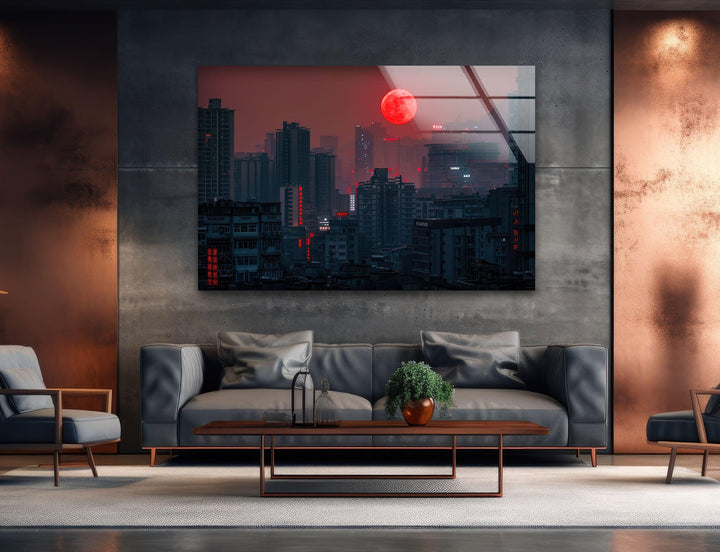 China Chongqing View Glass Wall Art, large glass photo prints, glass wall photos