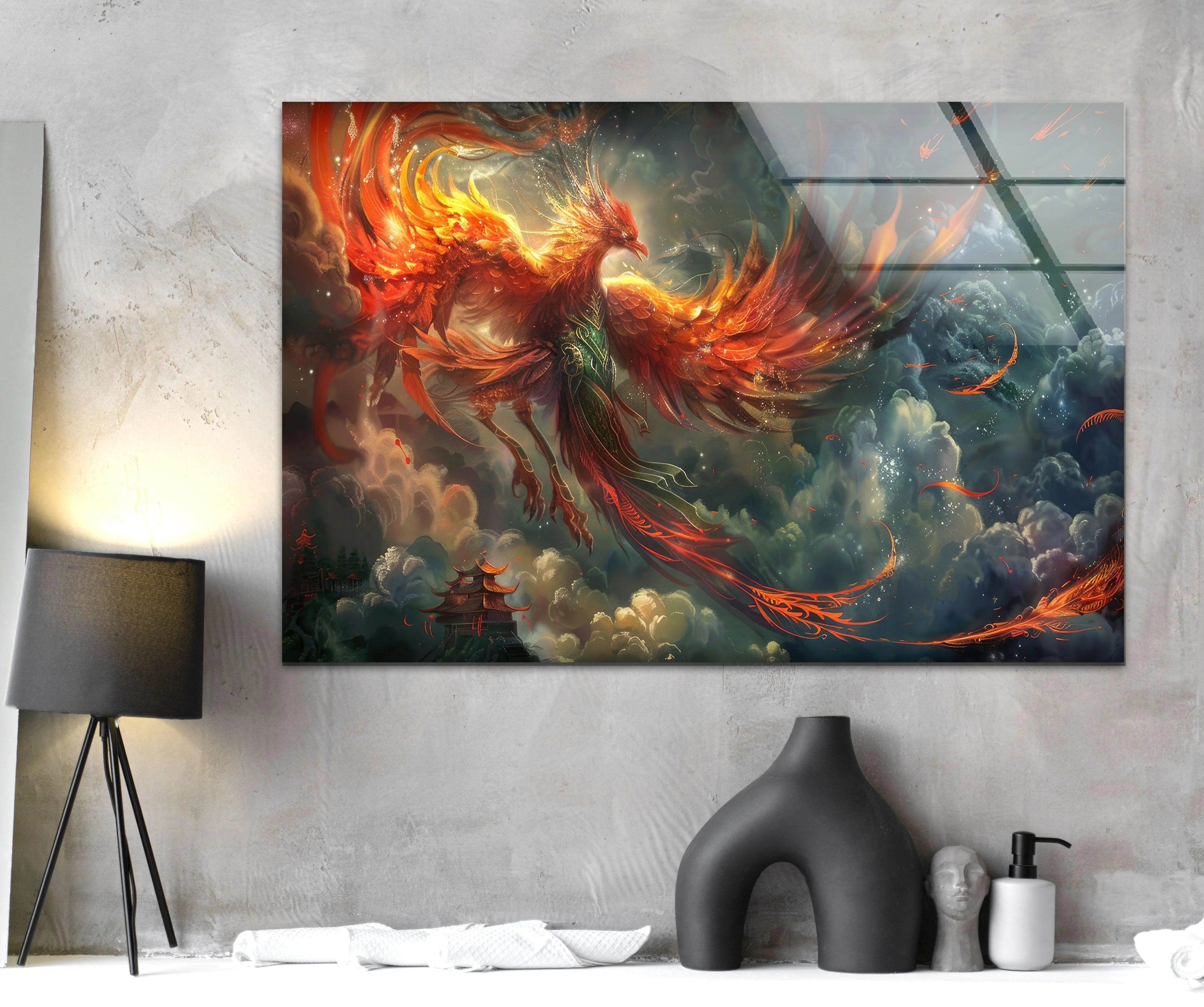 Chinese Phoenix Wall Art – Vibrant Firebird Decor – MyPhotoStation