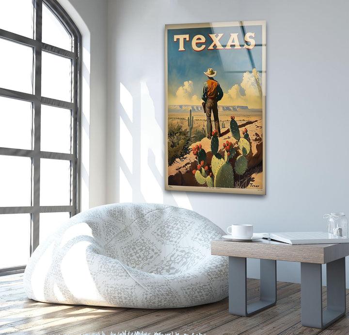 Cowboy in the Desert Texas  Print on Glass Art Pieces