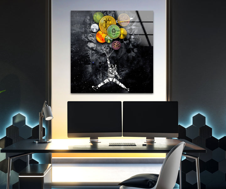 Crypto Balloon Glass Wall Art glass photo prints, glass picture prints
