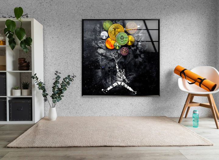 Crypto Balloon Glass Wall Art Glass Printing Wall Art, Print photos on glass
