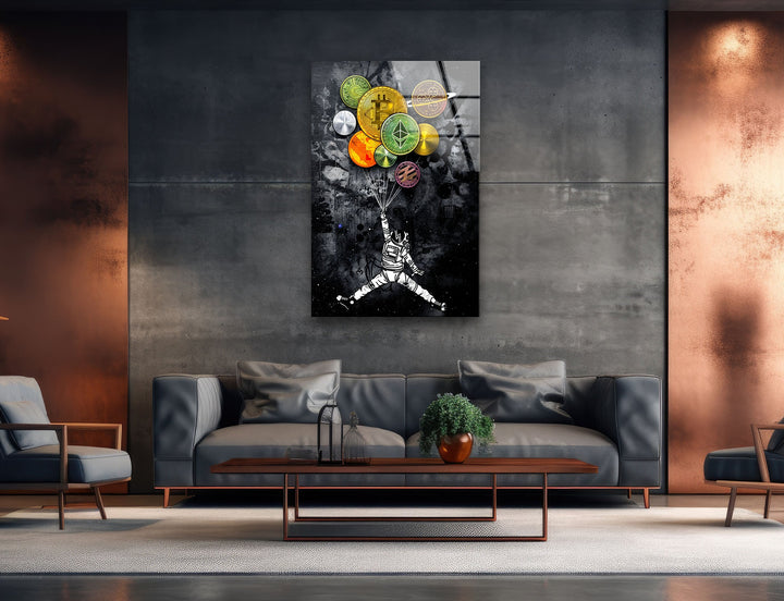 Crypto Balloon Glass Wall Art custom glass pictures, glass art prints
