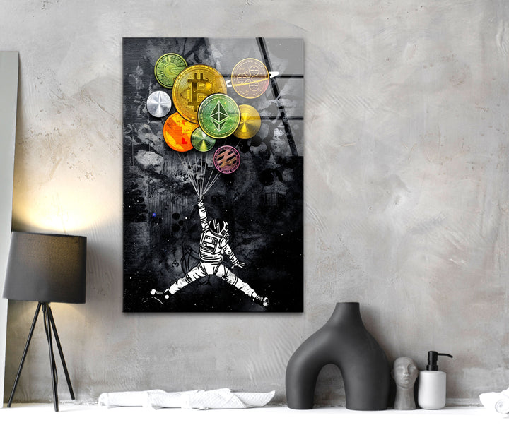 Crypto Balloon Glass Wall Art photo print on glass, prints on glass wall art
