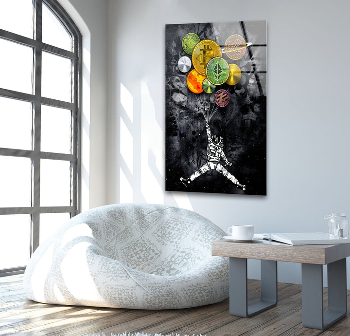 Crypto Balloon Glass Wall Art custom glass photo prints, large glass prints
