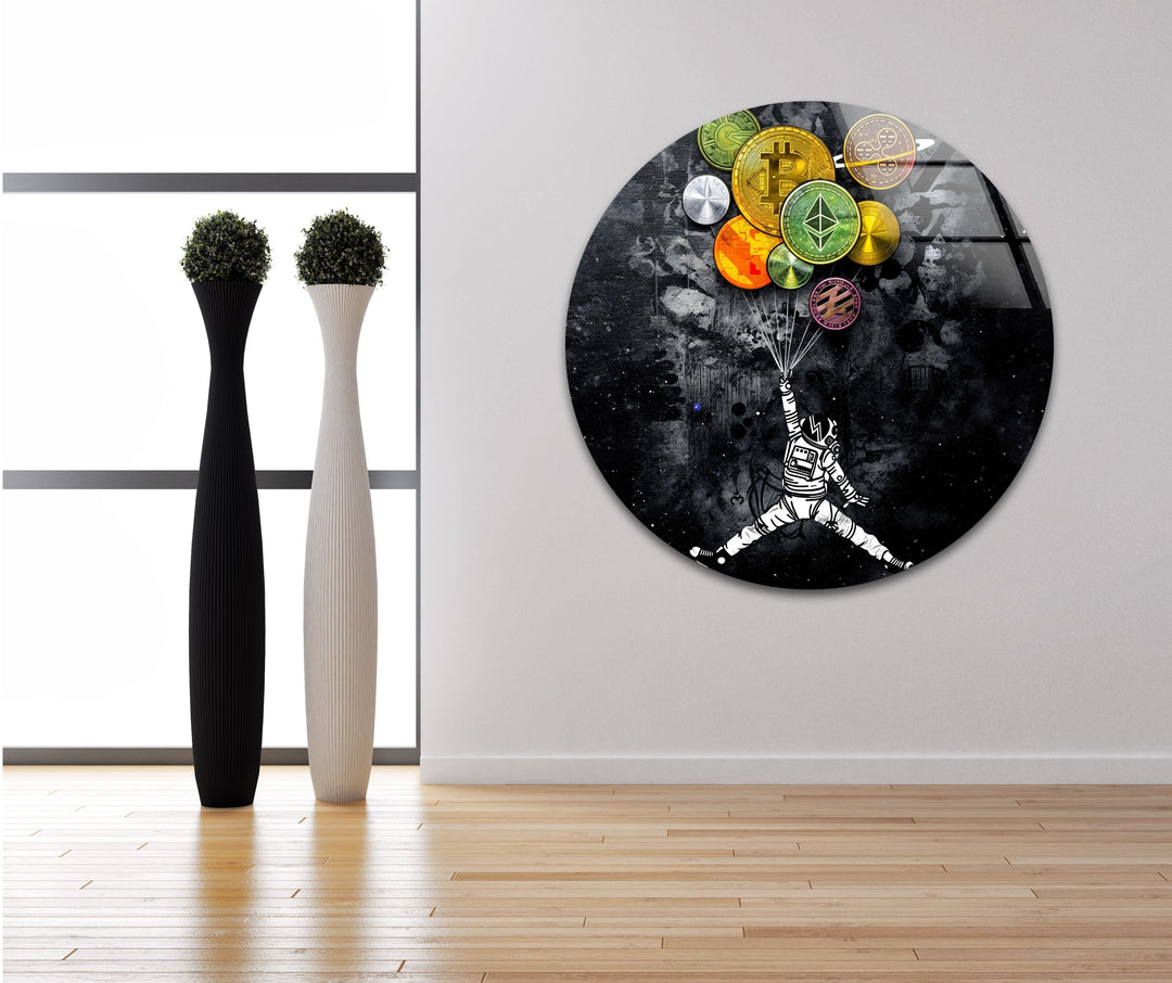Crypto Balloon Glass Wall Art picture on glass wall art, photos printed on glass
