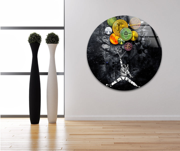 Crypto Balloon Glass Wall Art picture on glass wall art, photos printed on glass
