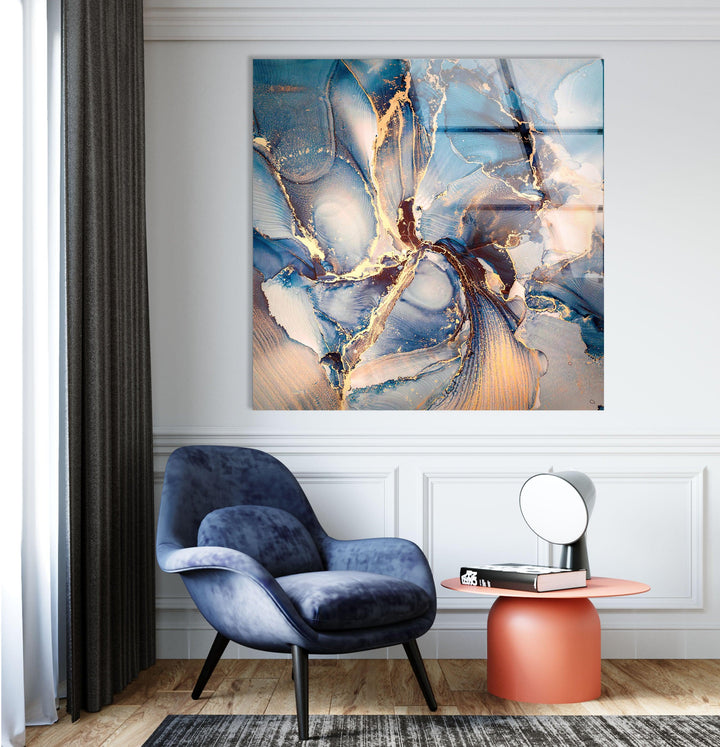 Blaugraue Alkoholtinten-Kunstglas-Wandkunst
