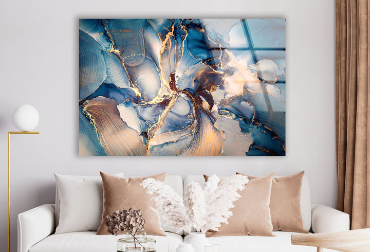 Blaugraue Alkoholtinten-Kunstglas-Wandkunst