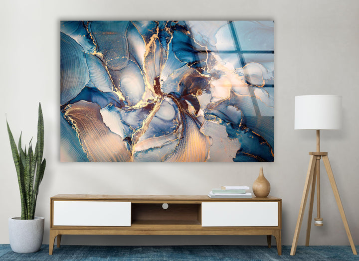 Blaugraue Alkoholtinten-Kunstglas-Wandkunst
