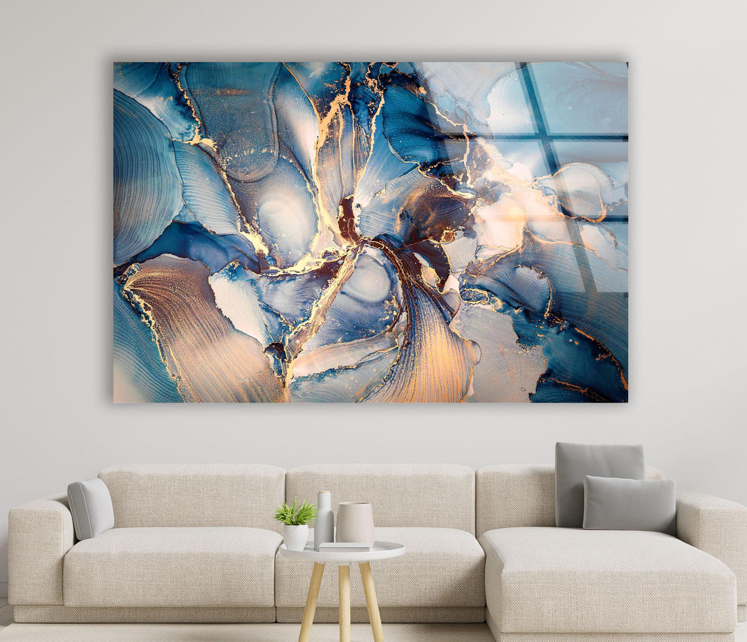 Blaugraue Alkoholtinten-Kunstglas-Wandkunst