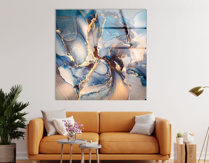 Blaugraue Alkoholtinten-Kunstglas-Wandkunst