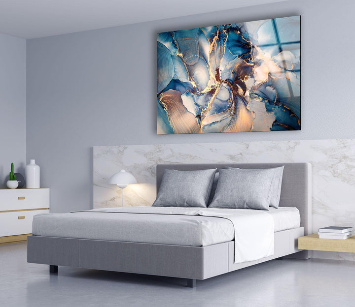 Blaugraue Alkoholtinten-Kunstglas-Wandkunst