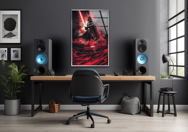 Darth Vader with Red Sword Glass Wall Art Glass Printing Wall Art, Print photos on glass
