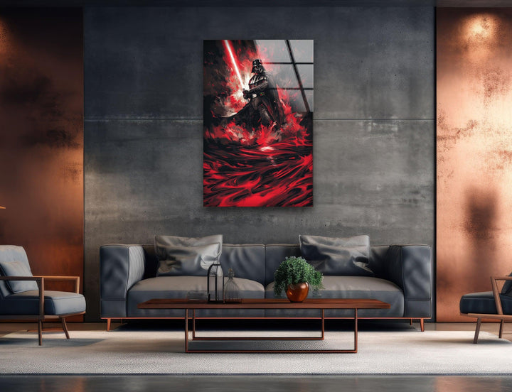 Darth Vader with Red Sword Glass Wall Art glass photo prints, glass picture prints
