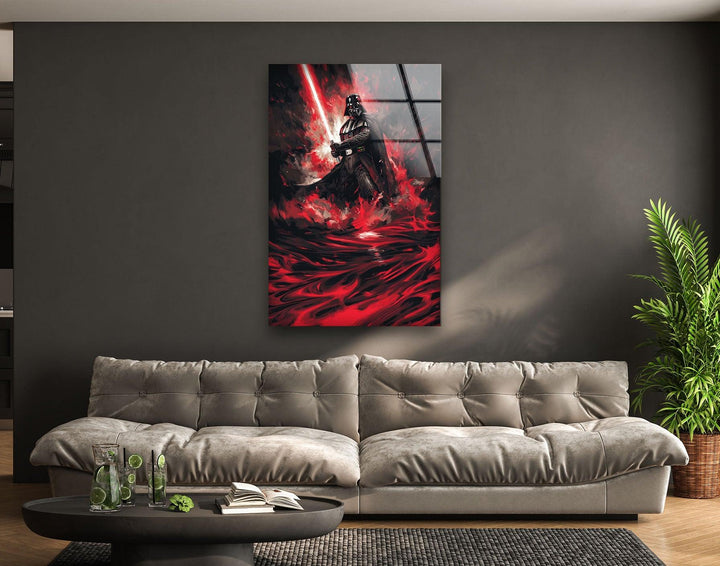 Darth Vader with Red Sword Glass Wall Art glass wall decor, glass wall art decor
