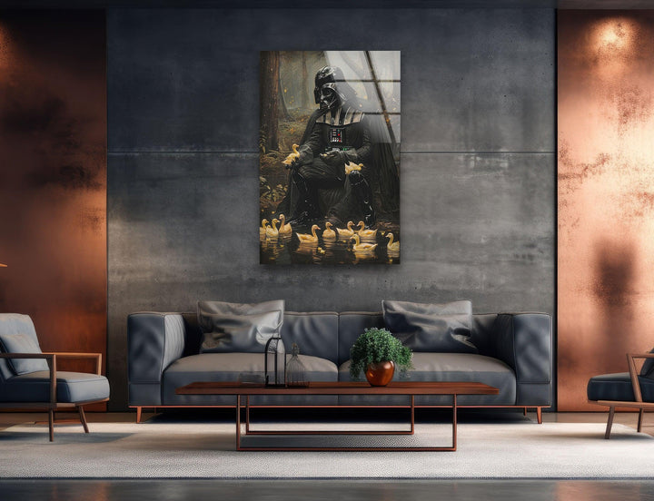 Darth Vader Playing with Ducks Glass Wall Art, art glass wall art, glass wall art pictures
