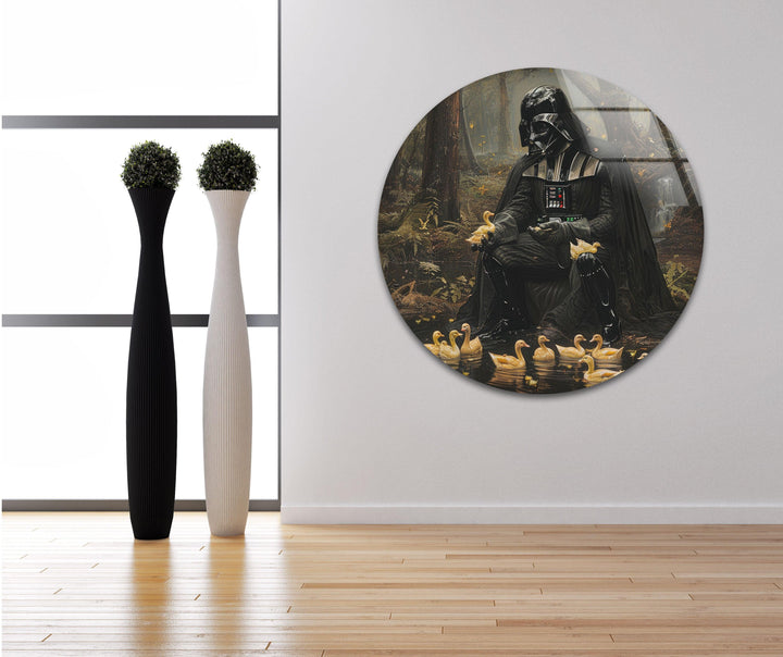 Darth Vader Playing with Ducks Glass Wall Art, Glass Printing Wall Art, Print photos on glass