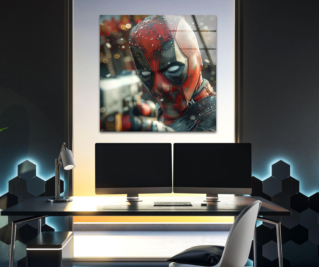 Deadpool Glass Wall Art print on glass, glass printed photos
