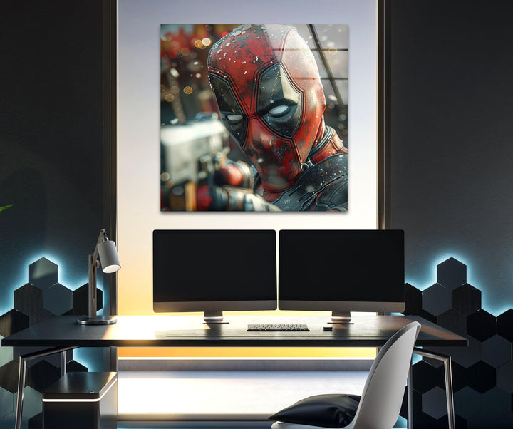 Deadpool Glass Wall Art print on glass, glass printed photos

